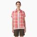Dickies Women's Plaid Woven Shirt - Coral Herringbone Size XS (FS307)