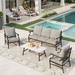 Sophia&William 5 Seat Patio Conversation Set Outdoor Sofa Furniture Set with Marble Table Gray