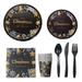 68PCS 7 Inch Christmas Party Supplies Disposable Tableware Include Paper Plate Cup Napkin Fork Spoon (Random Flatware)