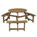 Picnic Table with Umbrella Hole - Wood Picnic Table with Benches - Dark Brown