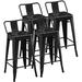 TJUNBOLIFE 26 inch Metal Stools Set of 4 Counter Height Barstools with Low Back Indoor Outdoor Kitchen Stools Modern Industrial Chairs Matte Black