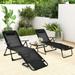 3 Pieces Patio Folding Chaise Lounge Set with PVC Tabletop-Black