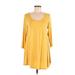 Jollie Lovin Casual Dress - Mini Scoop Neck 3/4 sleeves: Yellow Print Dresses - Women's Size Medium