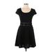 Xhilaration Casual Dress - Mini Scoop Neck Short sleeves: Black Solid Dresses - New - Women's Size Large