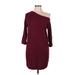 Splendid Casual Dress - Shift Open Neckline 3/4 sleeves: Burgundy Solid Dresses - Women's Size Medium