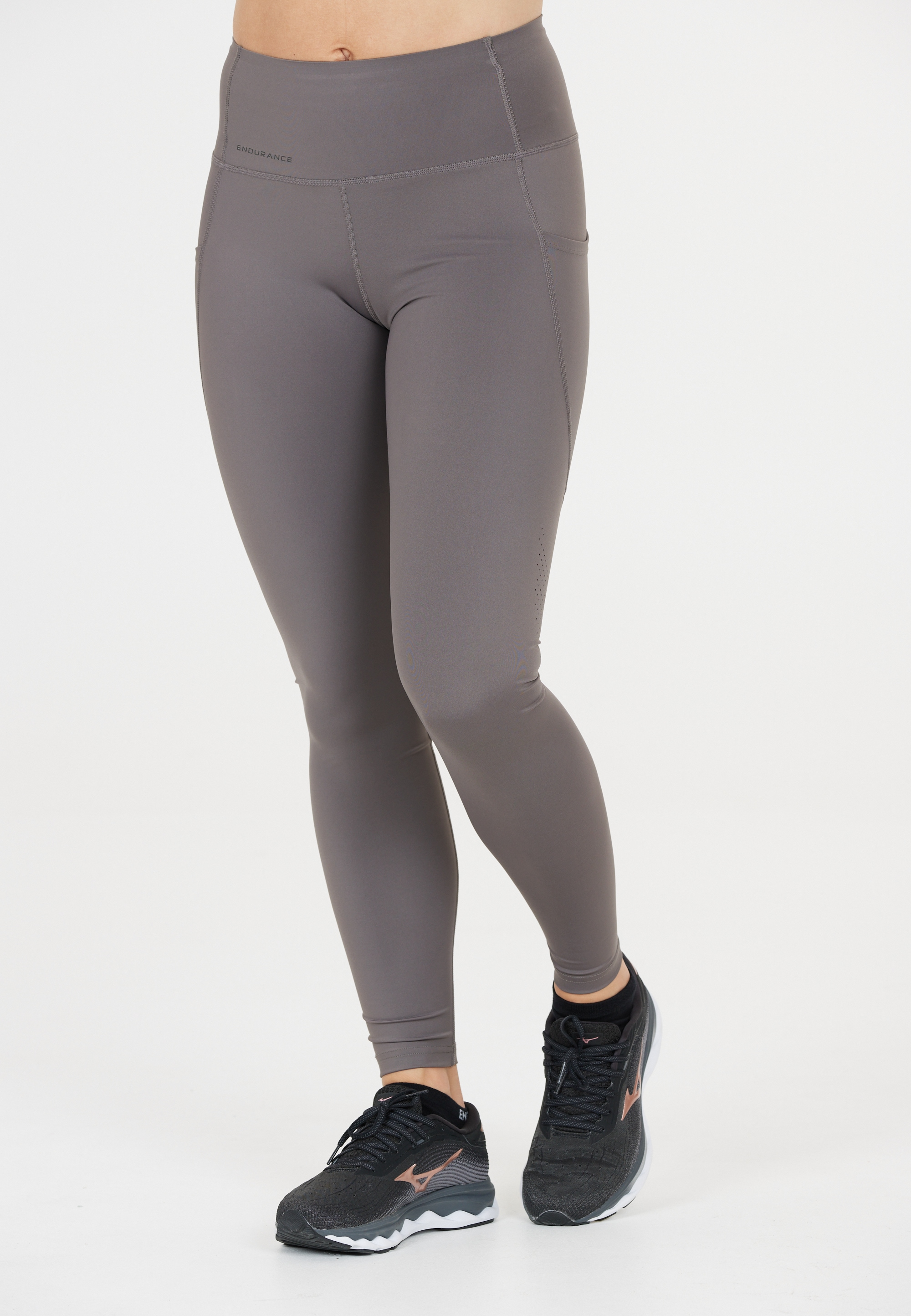 Lauftights ENDURANCE "TATHER", Damen, Gr. 36, EURO-Größen, grau (hellgrau), 75% Nylon, 25% Elasthan, unifarben, normal, Hosen, mit mittlerer Kompression