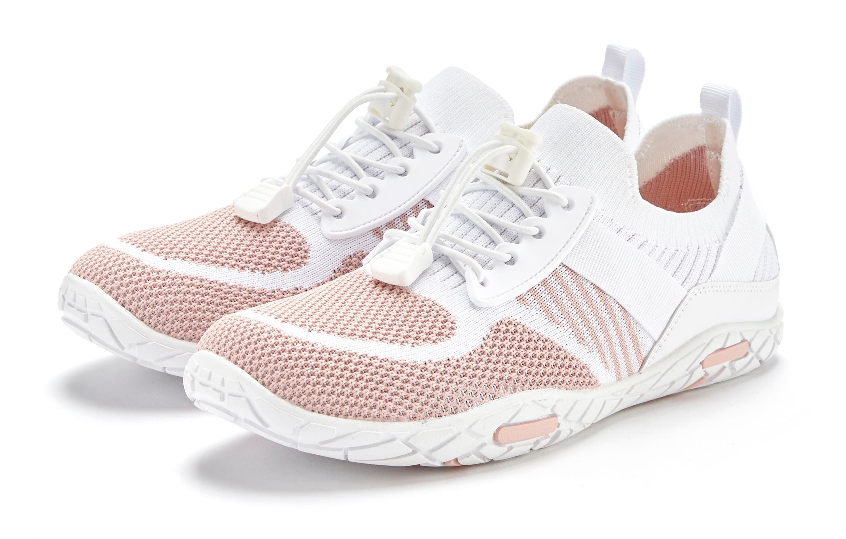 Sneaker LASCANA "Slip-On-Sneaker", Damen, Gr. 36, rosa (weiß, rosé), Obermaterial: 50% Lederimitat, 50% Textilmaterial. Decksohle: 100% Textilmaterial. Futter: 100% Textilmaterial. Laufsohle: 100% Synthetik, mehrfarbig, Basic, Schuhe Sneaker,... Image