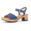 Sandalette GABOR "KRETA", Damen, Gr. 41, blau (jeansblau), Veloursleder, modisch, Schuhe, Blockabsatz, Sommerschuh, Riemchensandale mit Glitterdruck, Weite G