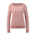 Strickpullover TOMMY HILFIGER "CO JERSEY STITCH BOAT-NK SWEATER" Gr. L (40), rosa (teaberry, ecru stp) Damen Pullover Rundhalspullover