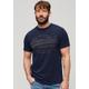 T-Shirt SUPERDRY "Basic Shirt CLASSIC VL HERITAGE T SHIRT mit Logodruck" Gr. XXL, blau (navy marl) Herren Shirts T-Shirts
