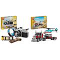 LEGO Creator 3in1 Retro Kamera Spielzeug mit 3 Modellen für Mädchen und Jungen & Creator 3in1 Tieflader mit Hubschrauber