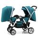 Tandem Double Stroller Infant and Toddler,Lightweight Umbrella Baby Pram Stroller,Baby Stroller Twins-Cozy Compact Twin Stroller,Double Seat Tandem Foldable Stroller (Color : Green)