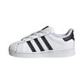 Adidas Shoes | Adidas Superstar Leather Sneakers 3 Stripe White With Navy Blue Casual Shoes | Color: Blue/White | Size: 4k