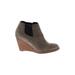 Cole Haan Ankle Boots: Chelsea Boots Wedge Casual Gray Solid Shoes - Women's Size 7 - Round Toe