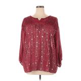 Nurture 3/4 Sleeve Blouse: Burgundy Tops - Women's Size X-Large