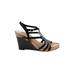 Kelly & Katie Wedges: Black Print Shoes - Women's Size 9 - Open Toe