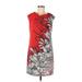 London Times Casual Dress - Shift High Neck Sleeveless: Red Print Dresses - Women's Size 10