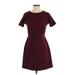 French Connection Cocktail Dress - Mini: Burgundy Solid Dresses - Women's Size Small