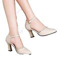 VIPAVA Women's high heels Women's sweet beige high-heeled shoes are suitable for party women's casual black comfortable spring summer high-heeled shoes (Color : Beige, Size : 4.5 UK)