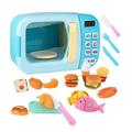 Ruspela Microwave Kitchen Play Set, 31Pcs Microwave Playset with Light Sound and Play Foods for Pretend Play Kitchen Toy