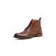VIPAVA Men's Snow Boots Upgraded Zipper Men's Brogue Boots Carved Business Style Men's Shoes Genuine Leather Boots Men's Ankle Boot (Color : Brown, Size : 6.5)