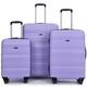 Suitcases with Spinner Wheels, Expandable 3 Piece Luggage Sets Carry On Luggage Lightweight & Durable with TSA Lock and 2 Hooks, Hard Shell Luggage Sets for Travel, Purple, 21/25/29'', Travel