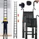 16FT Aluminum Telescoping Extension Ladder Reinforced Ladders Non-Slip with 2 Detachable Roof Hooks, Portable Multi-Purpose Telescopic Ladder EN131 Safe Standard MAX Load 330LB (5m/16.5FT, Black)