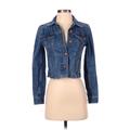 J.Crew Factory Store Denim Jacket: Short Blue Print Jackets & Outerwear - Women's Size 2X-Small