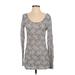 Urban Outfitters Casual Dress - Bodycon Scoop Neck Long sleeves: Gray Color Block Dresses - Women's Size X-Small