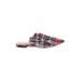 Mule/Clog: Slip On Stacked Heel Boho Chic Red Plaid Shoes - Women's Size 9 - Pointed Toe