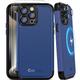 COOLQO Magnetic for iPhone 15 Pro Max Case 2X[Tempered Glass Screen Protector+Camera Lens Protectors] Shockproof Protective Phone Case for iPhone 15 Pro Max, Blue Black