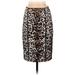 White House Black Market Casual Wrap Skirt Knee Length: Ivory Leopard Print Bottoms - Women's Size 00