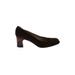 Salvatore Ferragamo Heels: Pumps Chunky Heel Work Brown Print Shoes - Women's Size 8 1/2 - Round Toe