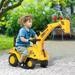 Ride On Excavator Pull Cart, Kids Digger Ride on Truck with Horn, Under Seat Storage, Sit and Scoot Pretend Play Toy