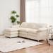 L-Shape Deep Upholstered Sectional Sofa, 3-Seat Sofa Couch with Ottoman, Polyester Sofa Sleeper Comfy Upholstered Furniture