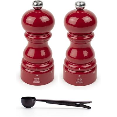 Peugeot Paris u'Select 4.75-inch Salt & Pepper Mill Gift Set, Passion Red - With Stainless Steel Spice Scoop/Bag Clip