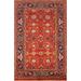 Orange Red Floral Heriz Serapi Indian Foyer Rug Handmade Wool Carpet - 2'11"x 4'11"