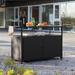 Portable Wicker Outdoor Bar Cart w/Wheels and Storage Cabinet