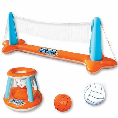 Syncfun 105" Inflatable Pool Float Volleyball Net & Basketball Hoops Set - 5 x 11 x 12