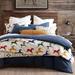 Union Rustic Kishana Cream Cotton Colorful Horses Animal Print Western Southwestern Quilt Set Polyester/Polyfill/Cotton in Blue/White | Wayfair