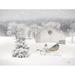 The Holiday Aisle® Snowy Gold Christmas by Lori Deiter - Wrapped Canvas Print Canvas in White | 24 H x 36 W x 1.25 D in | Wayfair