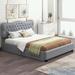 Red Barrel Studio® Queen Size PU Leather Upholstered Platform Bed w/ 4 Drawers Metal in Gray | 42.9 H x 64.5 W x 86 D in | Wayfair