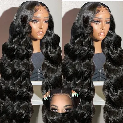 Perruque Lace Front Wig Body Wave Naturelle Sans Colle Cheveux Humains Pre-Plucked 13x4 7x5 36