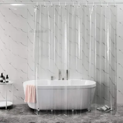 Rideau de douche transparent avec crochets doublure de rideaux de bain en plastique imperméable