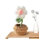 Fausses Fleurs en Pot Crochet Réaliste Petites Fleurs en Pot Mignonnes Portable pour Table de