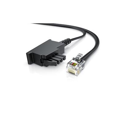 CSL - 3m Telefonkabel TAE-F Stecker auf RJ11 Stecker − Int. Norm 6P4C / 4-polig belegt − Flachkabel - TAE-F - schwarz Image