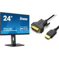 iiyama Prolite XUB2493HS-B5 60 & BENFEI HDMI auf DVI 1.8 Meter Kabel mit 1080P High Speed Adapter für Apple, Fire TV, PS3/4, Laptop/Desktop, Blu-Ray Player, Xbox 360/One