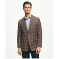 Brooks Brothers Men's Classic Fit Plaid Hopsack Sport Coat In Linen-Wool Blend | Brown | Size 38 Short