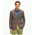 Brooks Brothers Men's Slim Fit Plaid Hopsack Sport Coat in Linen-Wool Blend | Brown | Size 44 Regular
