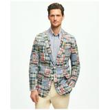 Brooks Brothers Men's Classic Fit Chambray-Madras Patchwork Sport Coat in Cotton | Blue | Size 48 Regular